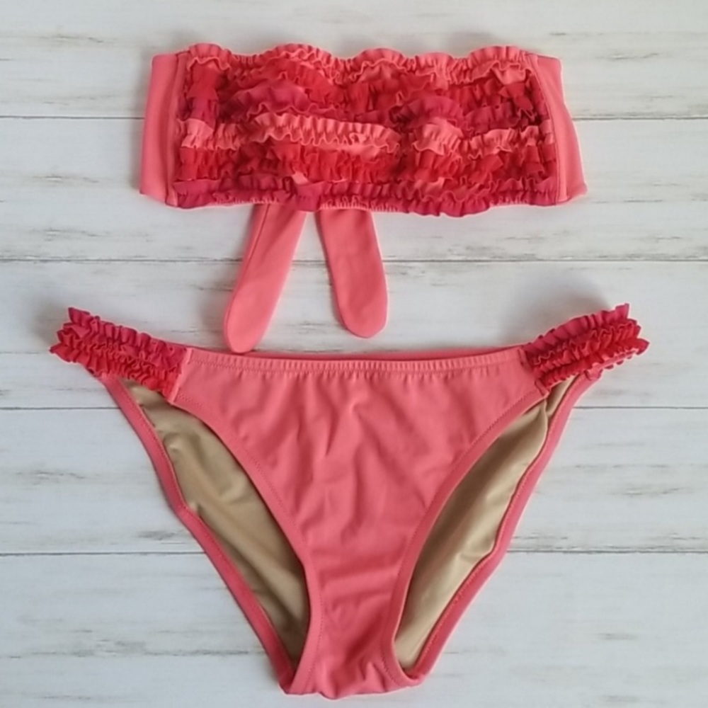 Victoria’s Secret Ruffle Stripe Bandeau Bikini